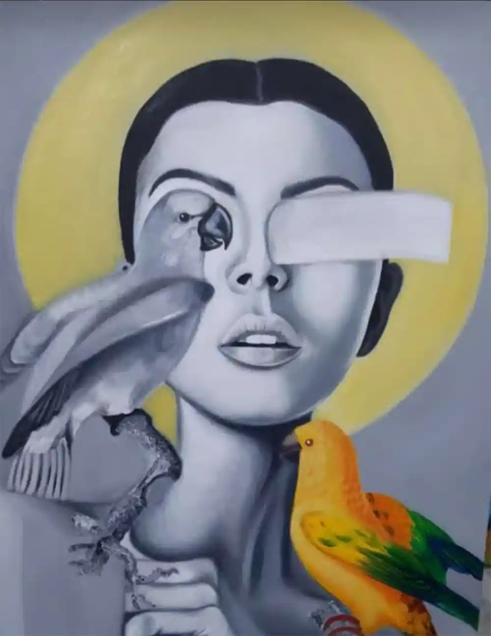 Eye of the Parrot keeper, Oil painting, Contemporary, Realistic, Wall decor, Artwork, Handpainted, Art, Painting, VistaPallette